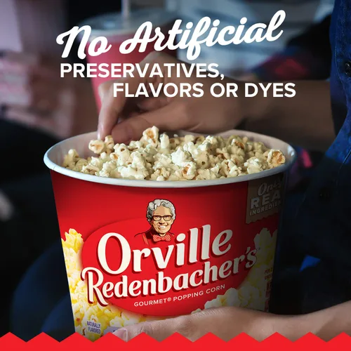 Vista 4 de Orville Redenbacher's Palomitas de maíz para microondas + tina, sabor a mantequilla de cine, 0.07 oz de fibra por porción, 3.9 oz.
