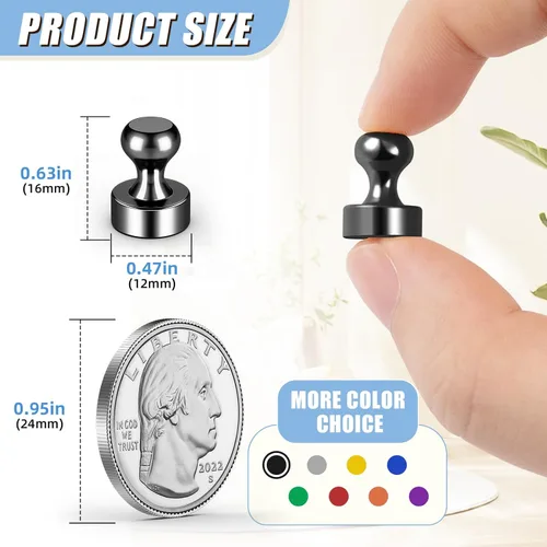 Vista 2 de FINDMAG Paquete de 16 pines magnéticos, imanes fuertes para nevera, imanes de borrado en seco para pizarra blanca, oficina, accesorios de casillero