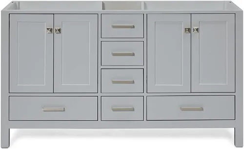 Vista 51 de ARIEL Cambridge Mueble base de tocador de baño de 36 pulgadas, madera maciza, 2 puertas de cierre suave, 5 cajones de cola de milano, roble marrón