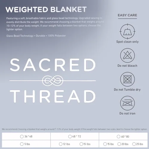 Vista 7 de Sacred Thread Manta con peso, ideal para niños y adultos, manta pesada con alta transpirabilidad, cuentas de vidrio suaves y duraderas