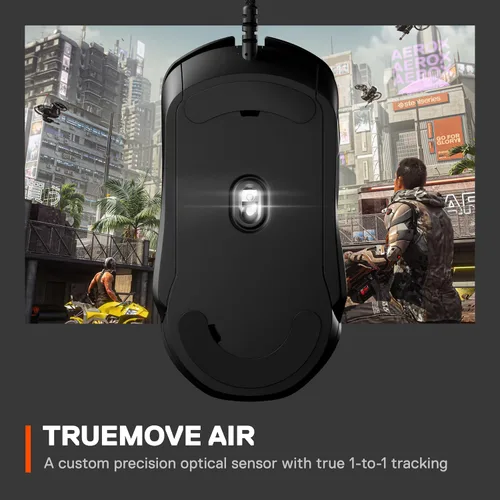 Vista 4 de SteelSeries Rival 5 mouse para videojuegos con iluminación RGB PrismSync y 9botones programables, para videojuegos FPS, MOBA, MMO y battle royale