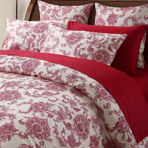 Vista 42 de ABREEZE Juego de funda de edredón tamaño individual con cierre de botón, 100% algodón egipcio, juego de ropa de cama floral de granja, color rosa, 3