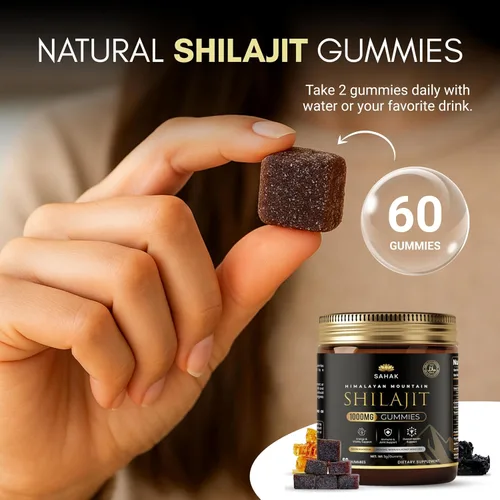Vista 2 de SAHAK Gomitas Shilajit, fuerza del Himalaya y apoyo energético para hombres y mujeres con Ashwagandha KSM-66, miel de manuka MGO y más de 85