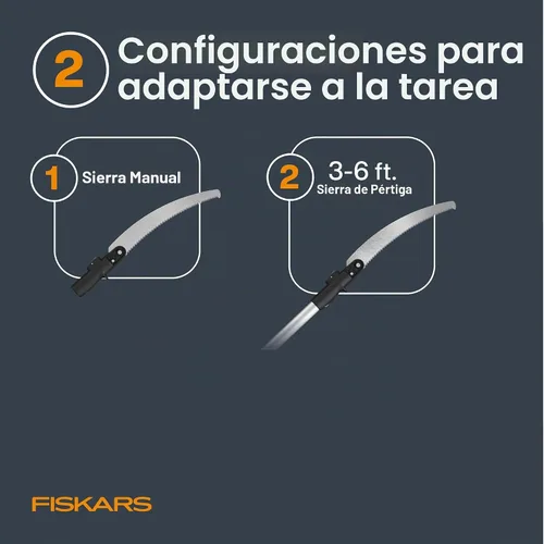 Vista 3 de Fiskars XtendControl - Podadora de árbol de 6 pies con sierra de triple molienda de 15 pulgadas x 1, poste de extensión individual de 3 a 6 pies