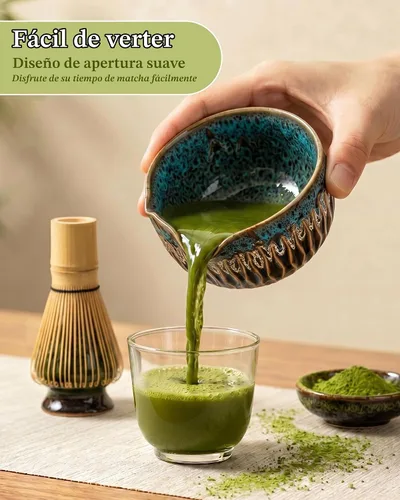 Vista 6 de Matcha Whisk Set, Ceramic Tea Kit Includes Bowl Blue