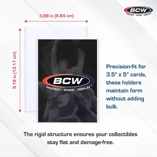 Vista 3 de BCW Soporte para carga superior de 3.5 x 5 – Paquete de 100 Funda protectora de plástico rígido premium para tarjetas intercambiables, tarjetas