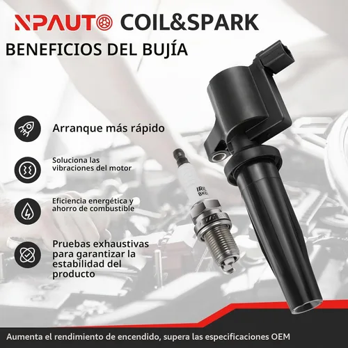 Vista 2 de Paquete de Bobina de Encendido y Bujías Compatible con Ford Escape Focus Transit Connect 2.0 2.3 2004 2005 2006 2007 2008 2009 2010 2011, 04 05