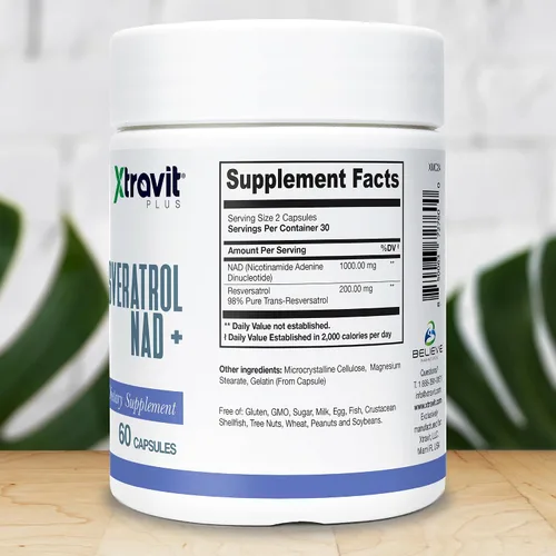 Vista 2 de Resveratrol NAD + Suplemento – Suplementos de refuerzo de la longevidad pura para hombres y mujeres – Puede apoyar el envejecimiento saludable