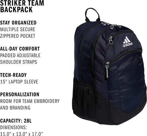 Vista 3 de Equipo de mochila Adidas Unisex Striker II, Azul, talla única