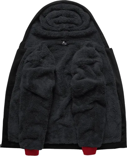 Vista 2 de SCODI Sudaderas con capucha para hombre, forro polar pesado, cremallera completa, forro de sherpa grueso, chaqueta con capucha