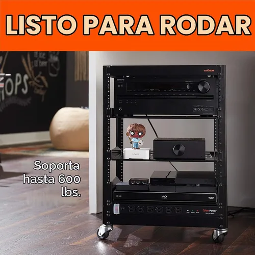 Vista 3 de ECHOGEAR Kit de ruedas para rack – Añade ruedas a tu rack de servidores en cuestión de minutos – Compatible con racks ECHOGEAR de 15U y 20U