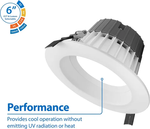 Vista 2 de CLR-Select - Kit de downlight LED comercial blanco de 6 pulgadas