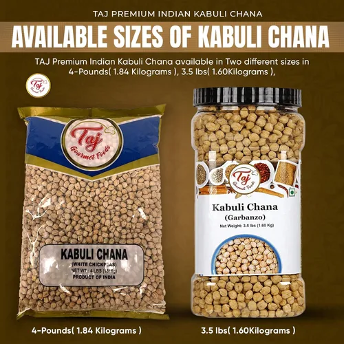 Vista 5 de TAJ Garbanzo Frijoles Secos 4 Libras Kabuli Chana Producto de la India