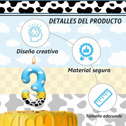 Vista 3 de Velas de Cumpleaños con Tema de Juguetes e Historia de Juguetes para Niños - Decoraciones Temáticas de Pastel, Suministros de Fiesta
