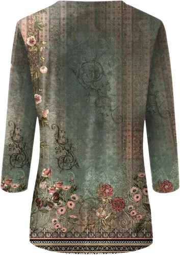 Vista 67 de Camisetas personalizadas para mujer, a la moda, casual, de séptima manga, estampada, cuello redondo, camiseta