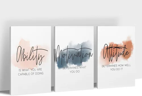 Vista 14 de Arte de pared motivacional de 3 paneles para oficina, citas inspiradoras, arte en lienzo para decoración de pared de oficina en casa, palabras