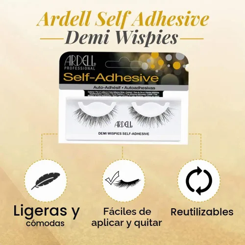 Vista 2 de Ardell Demi Wispies - Pestañas postizas autoadhesivas, reutilizables, ligeras, de aspecto natural, no necesita pegamento, paquete de 4