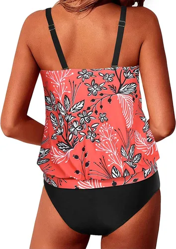Vista 2 de Yonique - Trajes de baño tipo blusón, estilo tankini y de dos piezas, para mujer, diseño modesto y con ajuste holgado