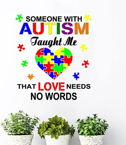 Vista 6 de Calcomanía de vinilo para la pared, diseño de corazón para autismo, rompecabezas de apoyo autista, decoración de pared, decoración de pared