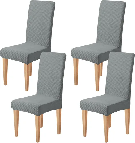 Vista 23 de Dioxide Fundas de Silla de Alto Estirar para Sillas de Comedor, Juego de Fundas de Silla de Comedor Lavables de 4, Fundas de Asiento de Silla