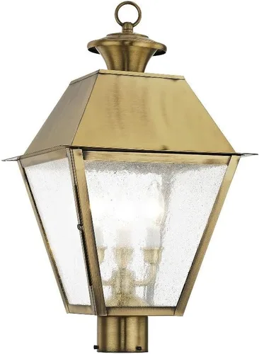 Vista 2 de Livex Lighting 2169-04 Mansfield - Cabezal de poste para exteriores con 3 luces, color negro