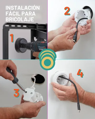 Vista 8 de ECHOGEAR Kit de gestión de cables en la pared para cables de alimentación y bajo voltaje – Oculta cables de TV detrás de la pared – Incluye módulos
