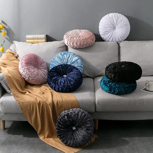 Vista 8 de HLOVME Cojín decorativo redondo para sofá, cama, sala de estar, cojín pequeño de suelo para adultos y niños, 13.7 pulgadas (A01-rosa)