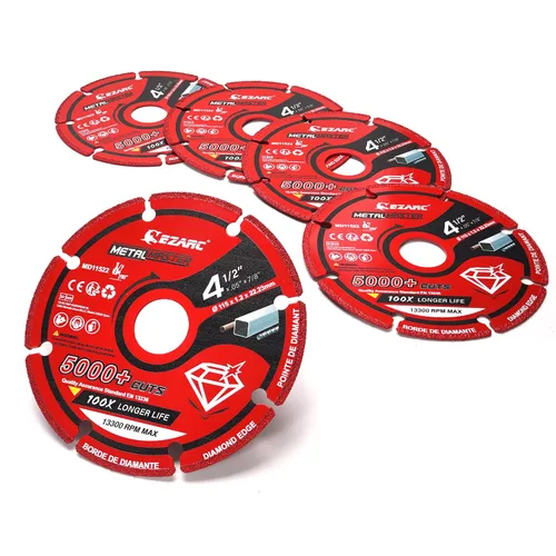 Vista 9 de EZARC Rueda de corte de diamante de 3 x 3/8 pulgadas para metal, rueda de corte con más de 5000 cortes en barras de refuerzo, acero, hierro e INOX