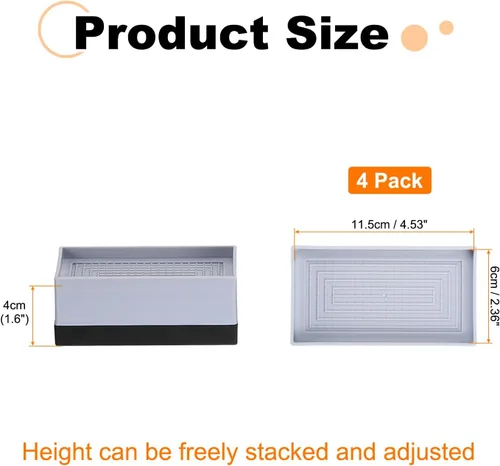 Vista 2 de uxcell Paquete de 4 elevadores rectangulares para cama, borde completo, resistentes y ajustables, de 1.6 pulgadas, para cama, sofá, mesa y sofá