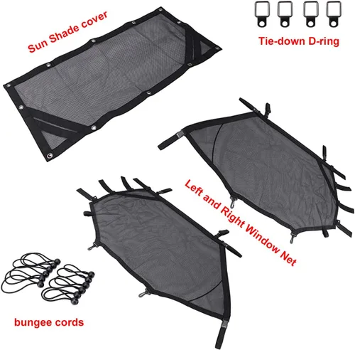 Vista 9 de Red para Ventana de ATV/UTV Protector de Malla para Jaula Trasera Enrollable + Derecha + Izquierda Cubierta de Red Protectora de Sombra para Ventana