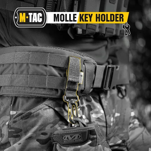 Vista 2 de M-Tac Key Holder for Belt with Key Clip - Tactical Key Chains for Mens - Molle Military Key Keeper Negro