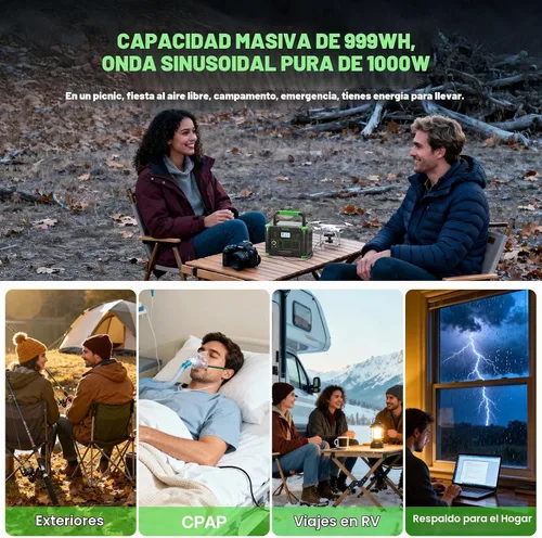 Vista 2 de Generador solar de 999 Wh de 1000 W (pico de 2000 W), estación de energía