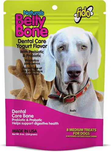 Vista 12 de Fido Belly Bones para perros, 13 golosinas dentales para perros pequeños con sabor a yogur (hechas en Estados Unidos) – 13 golosinas para perros