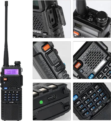 Vista 4 de BAOFENG Radioaficionado UV-5R de mano UV5R 8W Walkie Talkies de largo
