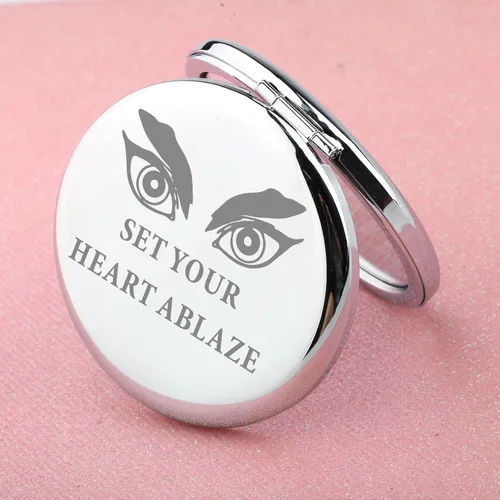 Vista 3 de WUSUANED Juego de regalo inspirador de espejo de manga de anime, tu corazón ardiente, regalos inspirados en anime, espejo de maquillaje Rengoku