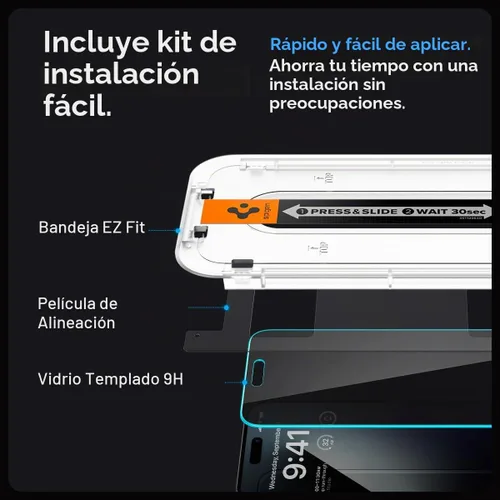 Vista 6 de Spigen GlasTR EZ FIT - Protector de pantalla de privacidad para iPhone 15 Pro Max 9H+ Tempered glass, Scratch resistance, Micro-louver Privacy