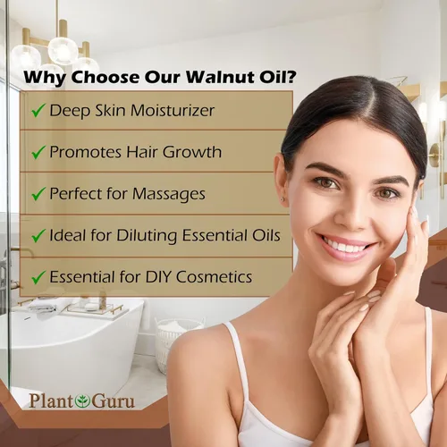 Vista 4 de Plant Guru Aceite de nuez, 4 onzas líquidas, prensado en frío, 100% puro natural, hidratante para el crecimiento de la piel, el cuerpo, la cara