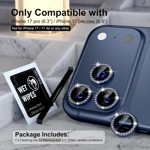 Vista 367 de Choiche Compatible para iPhone 16 Pro/iPhone 16 Pro Max Protector de Lente de Cámara, Vidrio Templado 9H Protector de Pantalla de Cubierta de Cámara