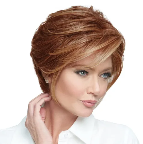 Vista 23 de Raquel Welch Go To Style - Peluca de pelo corto versátil y favorecedora de Hairuwear, gorra media, castaño iluminado por el sol RL10/12
