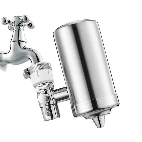 Vista 2 de UF - Filtro de agua para grifo de acero inoxidable, doble salida para fregadero de cocina, purificador de grifo con filtración de 7 etapas, núcleo