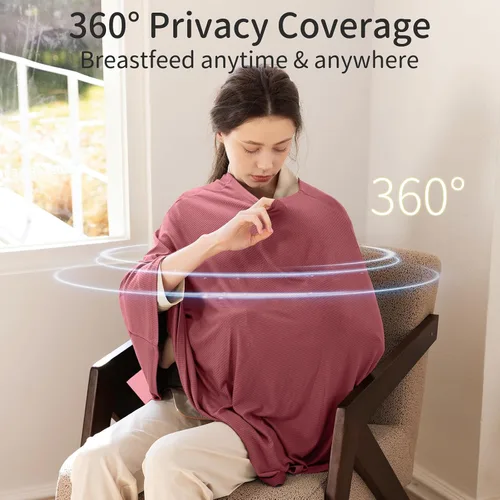 Vista 4 de BubblePanda Funda de lactancia hecha de bambú para lactancia materna, privacidad completa de 360°, suave y transpirable, chal de lactancia lavable a