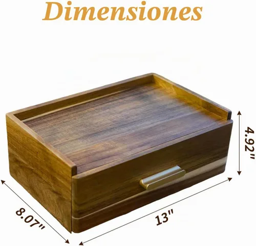 Vista 3 de Organizador de bolsas de té de madera de acacia con cajón