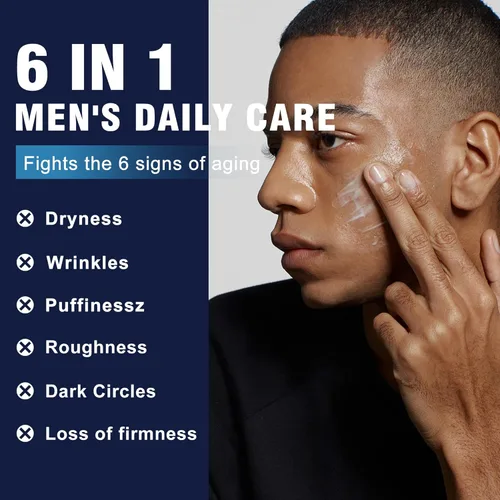 Vista 2 de Crema facial 6 en 1 para hombres – Crema facial antienvejecimiento para hombre con cafeína y retinol para reafirmar, hidratar y refrescar la piel