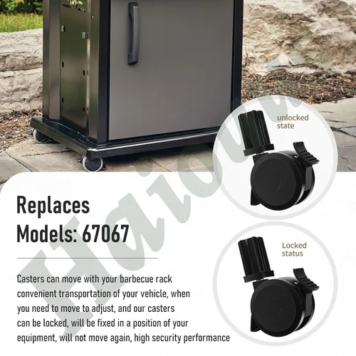 Vista 3 de Paquete de 4 ruedas de bloqueo 70360 con inserto para parrillas de gas Weber Genesis E-310 Spirit Series 2009-2012, E400 E600 Summit Series