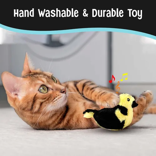 Vista 6 de SPOT Song Birds - Juguete para gatos con hierba gatera activada por el tacto, imita canciones reales de pájaros, juguete que funciona
