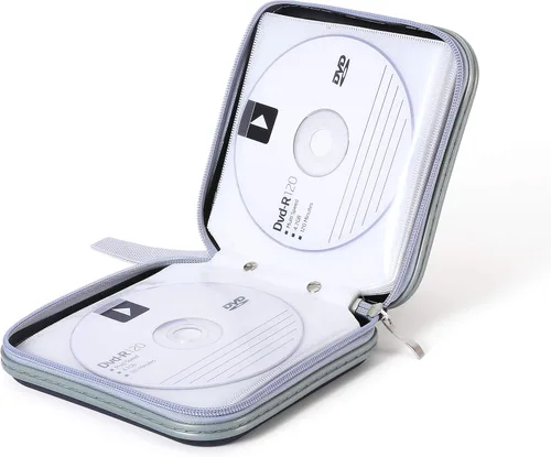 Vista 3 de Carpeta de almacenamiento portátil de plástico duro para CD/DVD, capacidad 32, color negro