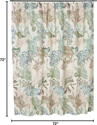 Vista 5 de Greenland Home Fashions Cortina de ducha de tela Sensations, decoración elegante para el baño, lavable a máquina, 72 pulgadas x 72 pulgadas, Atlantis