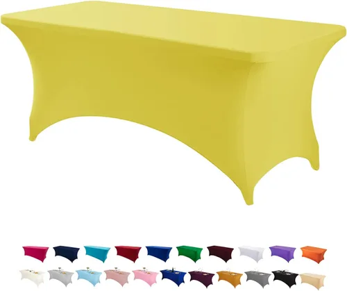 Vista 25 de Peomeise - Funda de mesa de elastano de 4 pies, mantel rectangular elástico de elastano (verde manzana, 4 pies)