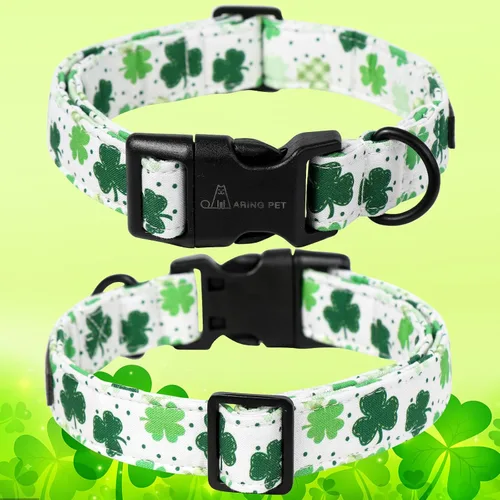 Vista 101 de Aring Pet Collar de algodón, ligero y ajustable, con hebilla de liberación rápida, para perros pequeños, medianos y grandes, para cachorros, S, Hoja