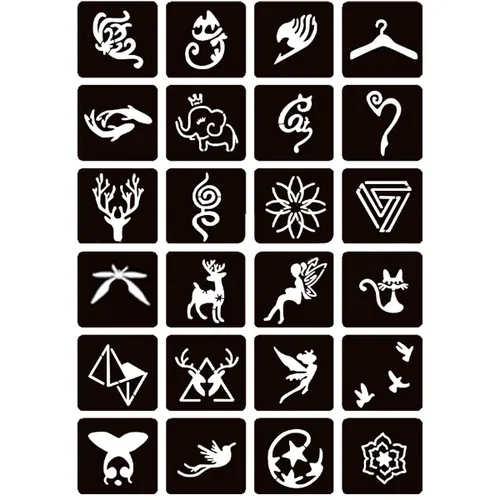 Vista 3 de Moricher kit de tatuajes de alheña, kits de tatuajes temporales, 5 conos, 96 plantillas, regalos para arte DIY, fiesta